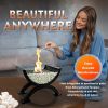 Round Glass Large Tabletop Fireplace 12.5" H Portable Fire Bowl Pot Clean Burning Fireplace For Indoor Outdoor Patio Parties Events(Black)
