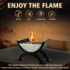 Round Glass Large Tabletop Fireplace 12.5" H Portable Fire Bowl Pot Clean Burning Fireplace For Indoor Outdoor Patio Parties Events(Black)
